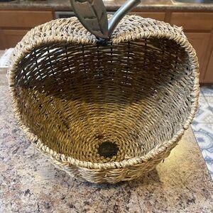 Vintage Woven Apple Shaped Basket Home Accent